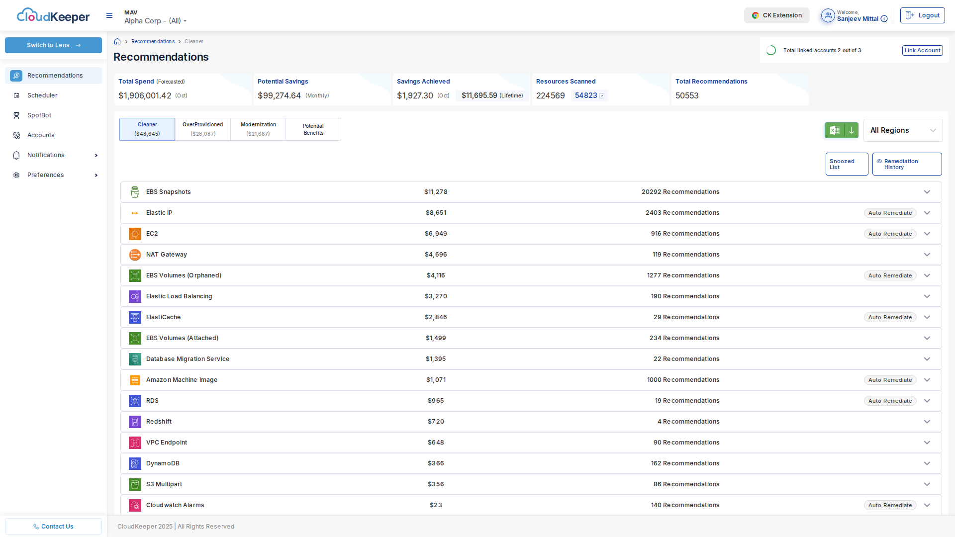 Recommendations Dashboard