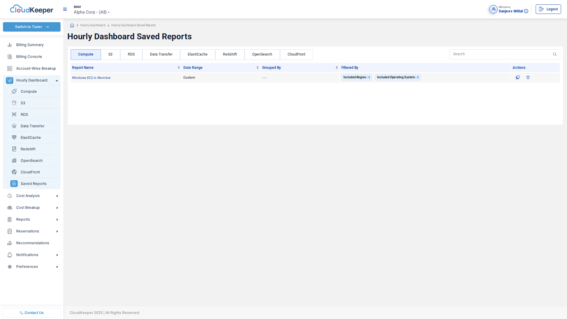 Saved Reports